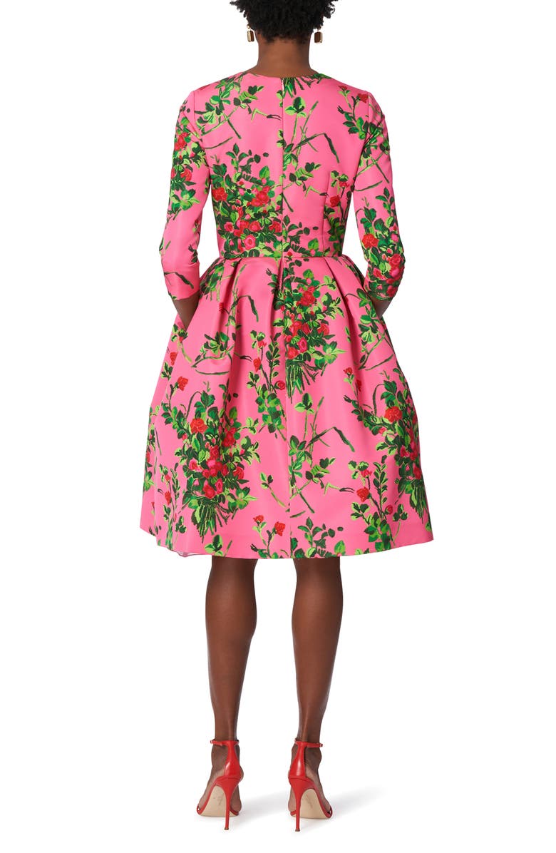 Carolina Herrera Tea Rose Fit & Flare Dress, Alternate, color,