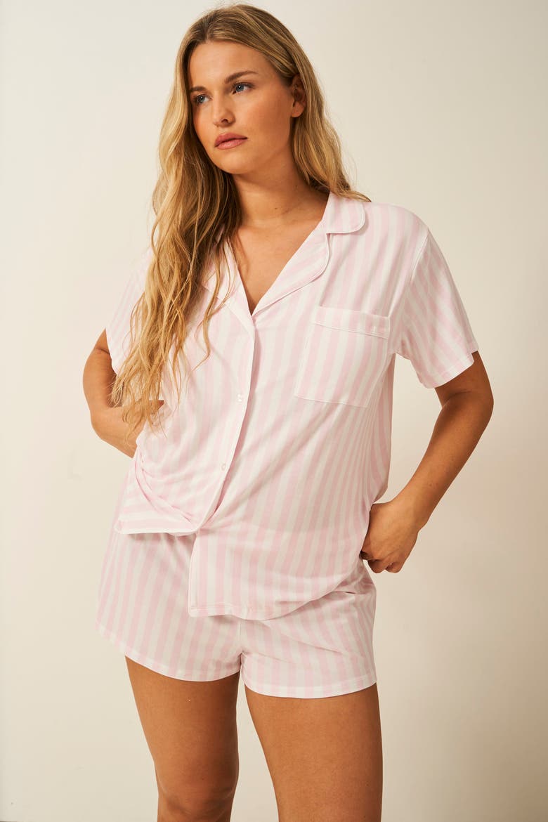 Short Pyjama Set, Alternate, color, Pale Pink Stripe