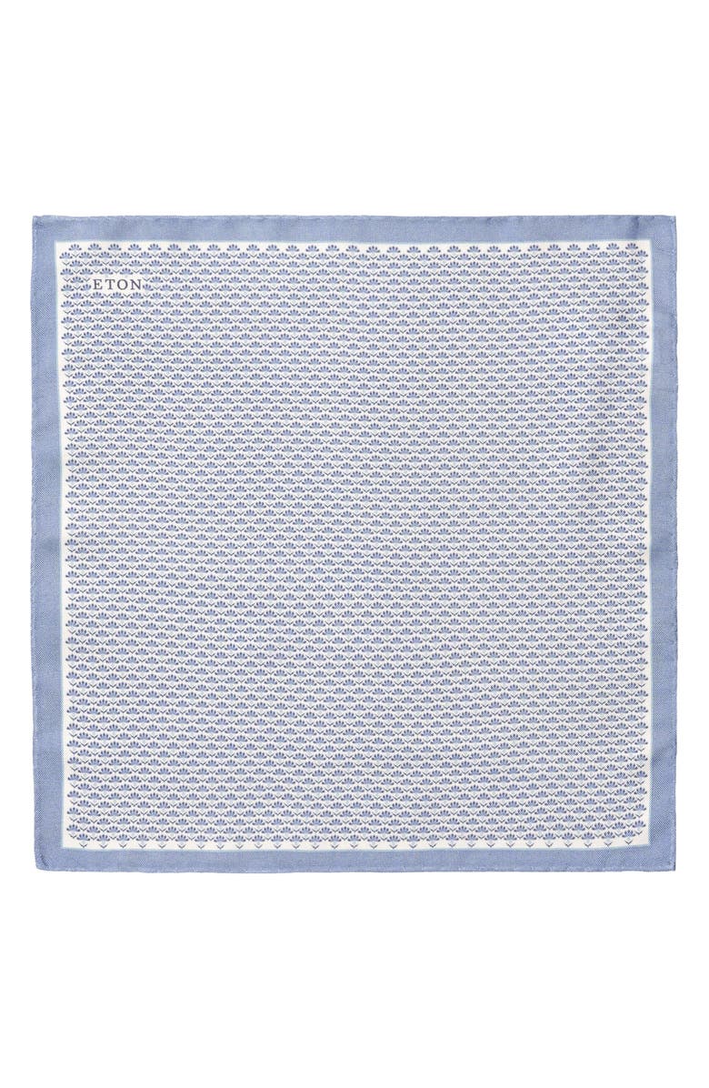 Eton Neat Floral Oxford Silk Pocket Square, Alternate, color, Medium Blue