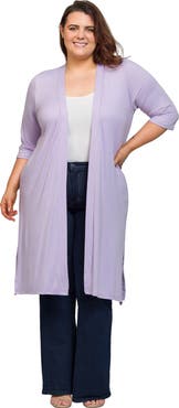 24seven Comfort Apparel Open Front Knee Length Duster Cardigan