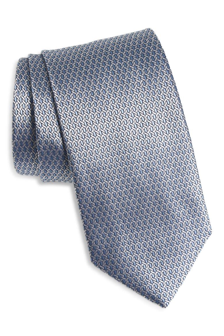 Geometric Jacquard Silk Tie, Main, color, SKY
