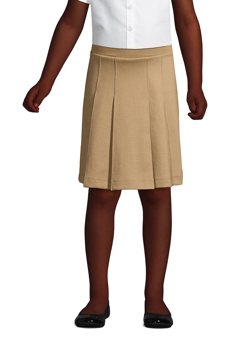School Uniform Girls Ponte Pleat Skirt, Main, color, Khaki