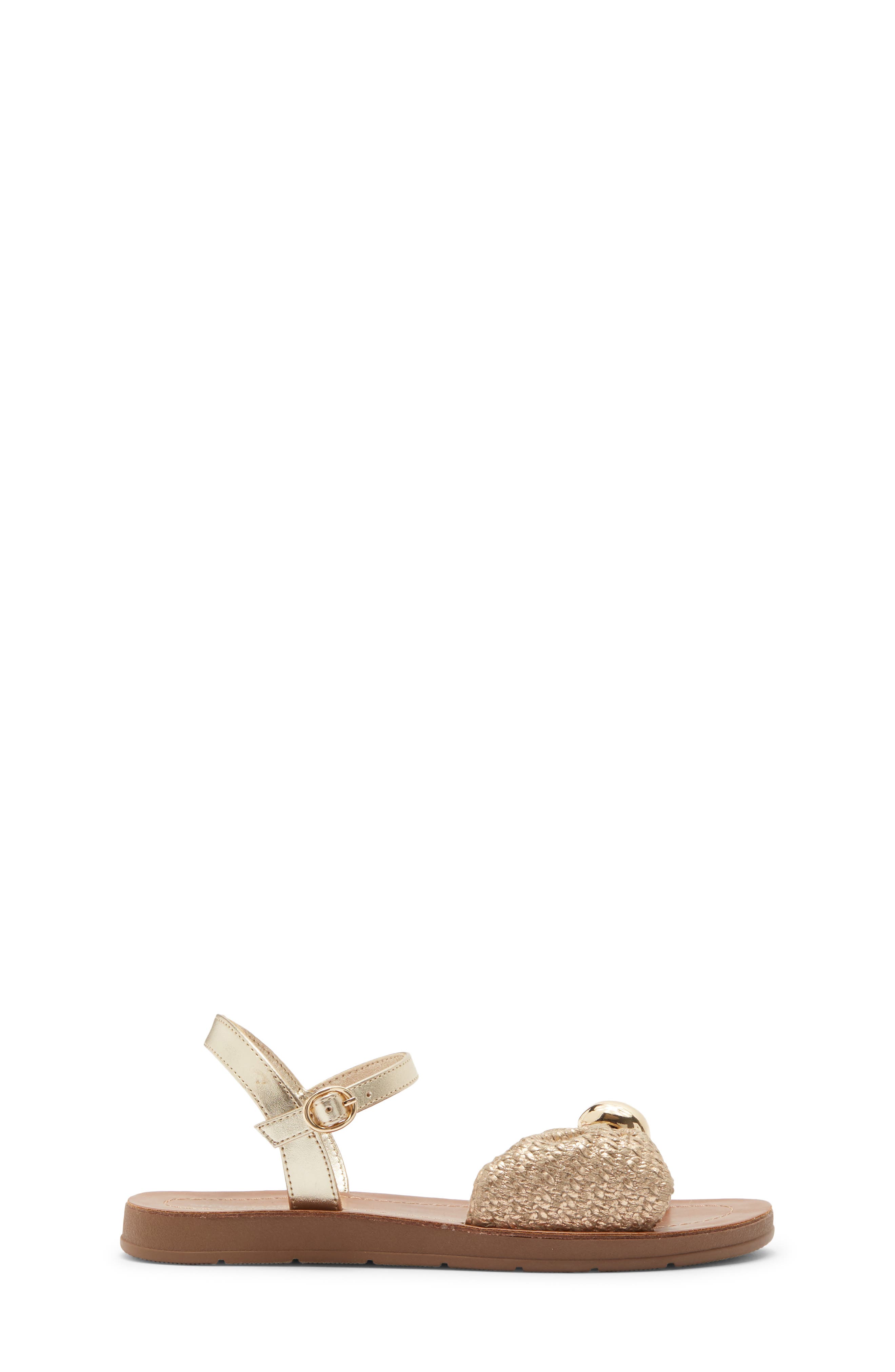 Steve Madden Kids' Tangle Ankle Strap Flat Sandal, Alternate, color, Gold