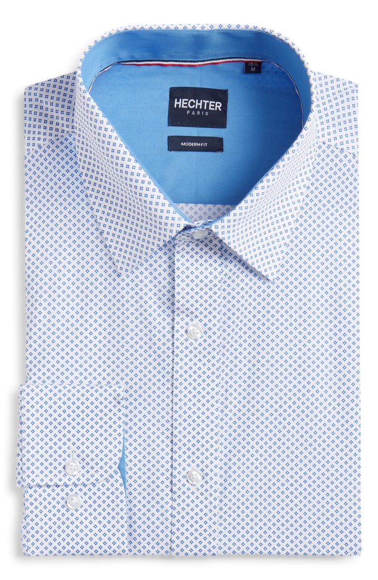 DANIEL HECHTER Paris Modern Fit Neat Geometric Print Cotton Dress Shirt, Alternate, color,
