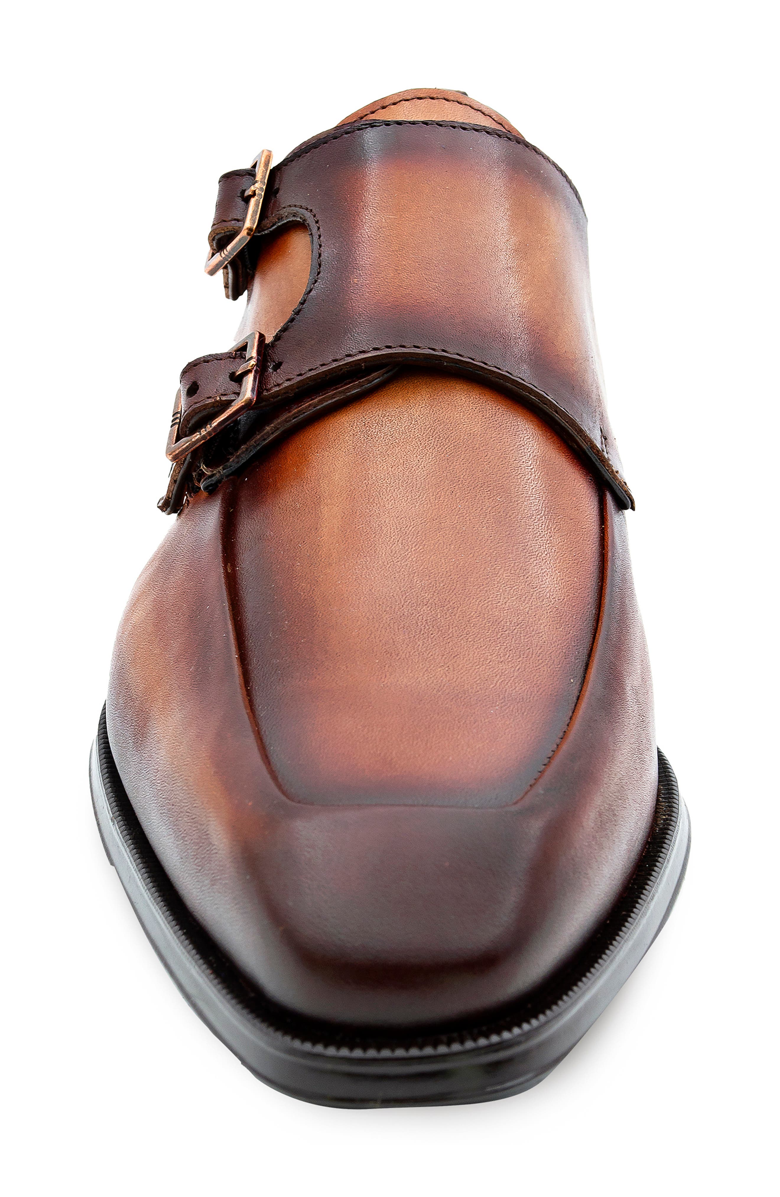 Double Buckle Monk Shoe, Alternate, color, COGNAC RUST