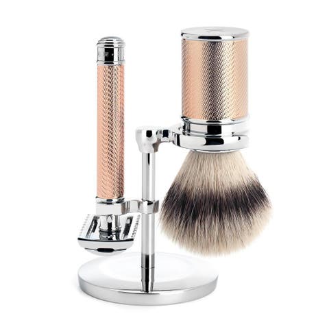 Rosegold Silvertip Fiber & Open Comb Safety Razor Shaving Set