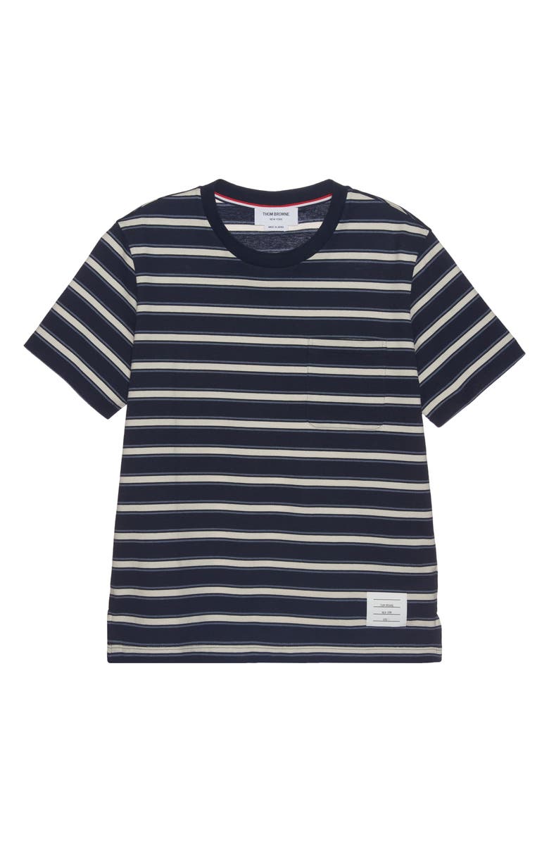 Thom Browne Stripe Cotton Jersey Pocket T-Shirt, Alternate, color, 