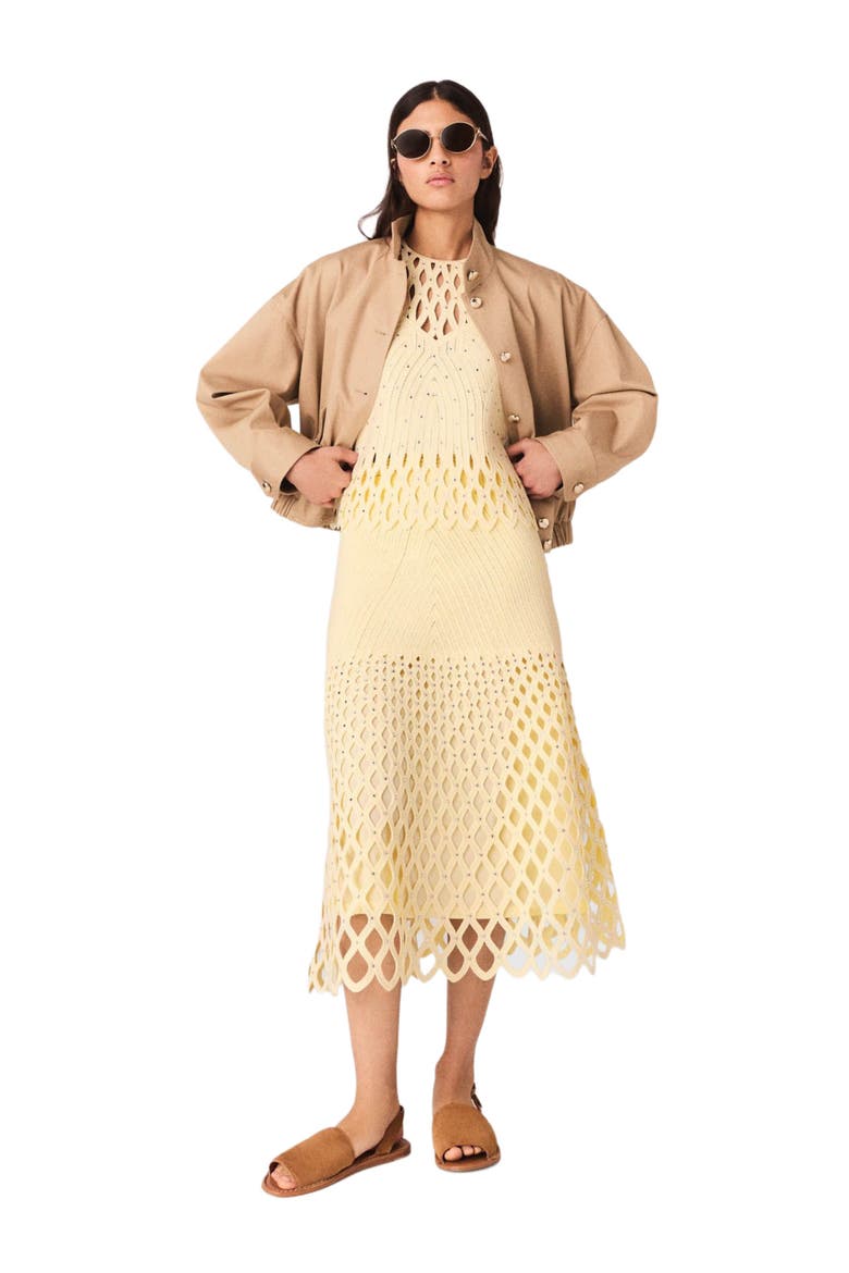 Crochet skirt with removable lining, Alternate, color, Pale yellow