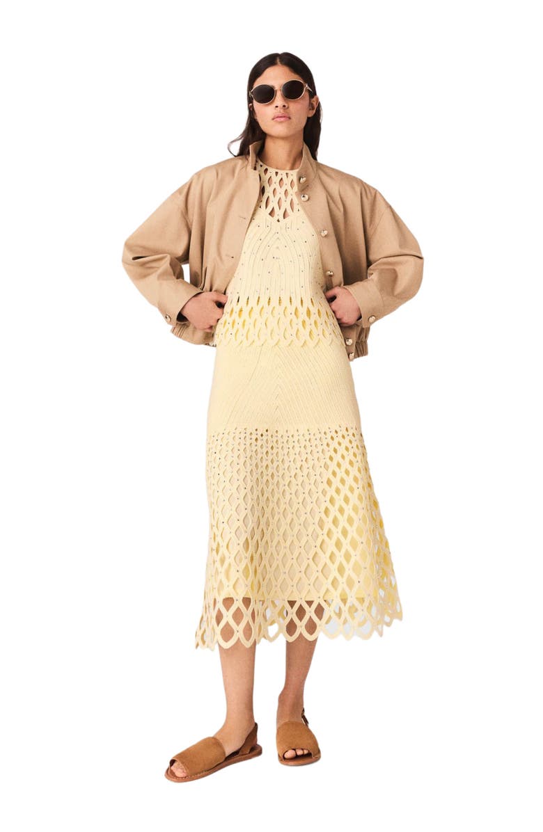 maje Crochet skirt with removable lining, Alternate, color, Pale Yellow