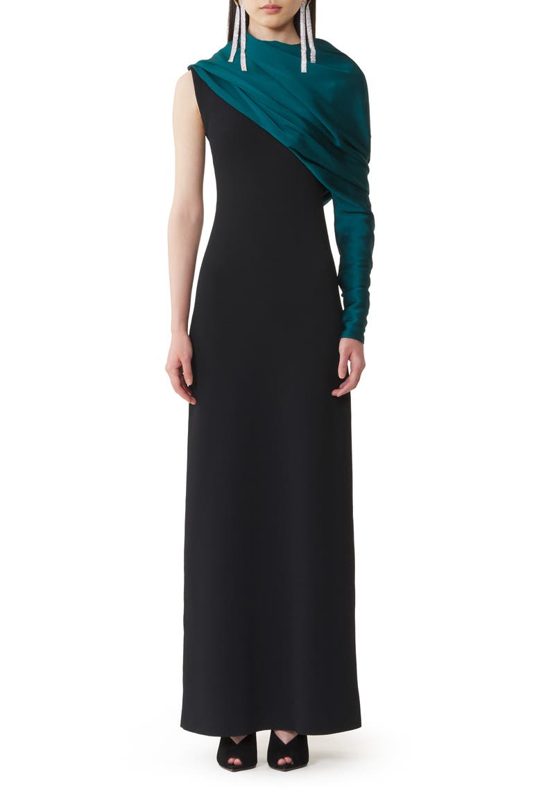 Asymmetrical Knit Dress, Main, color, Black/Green