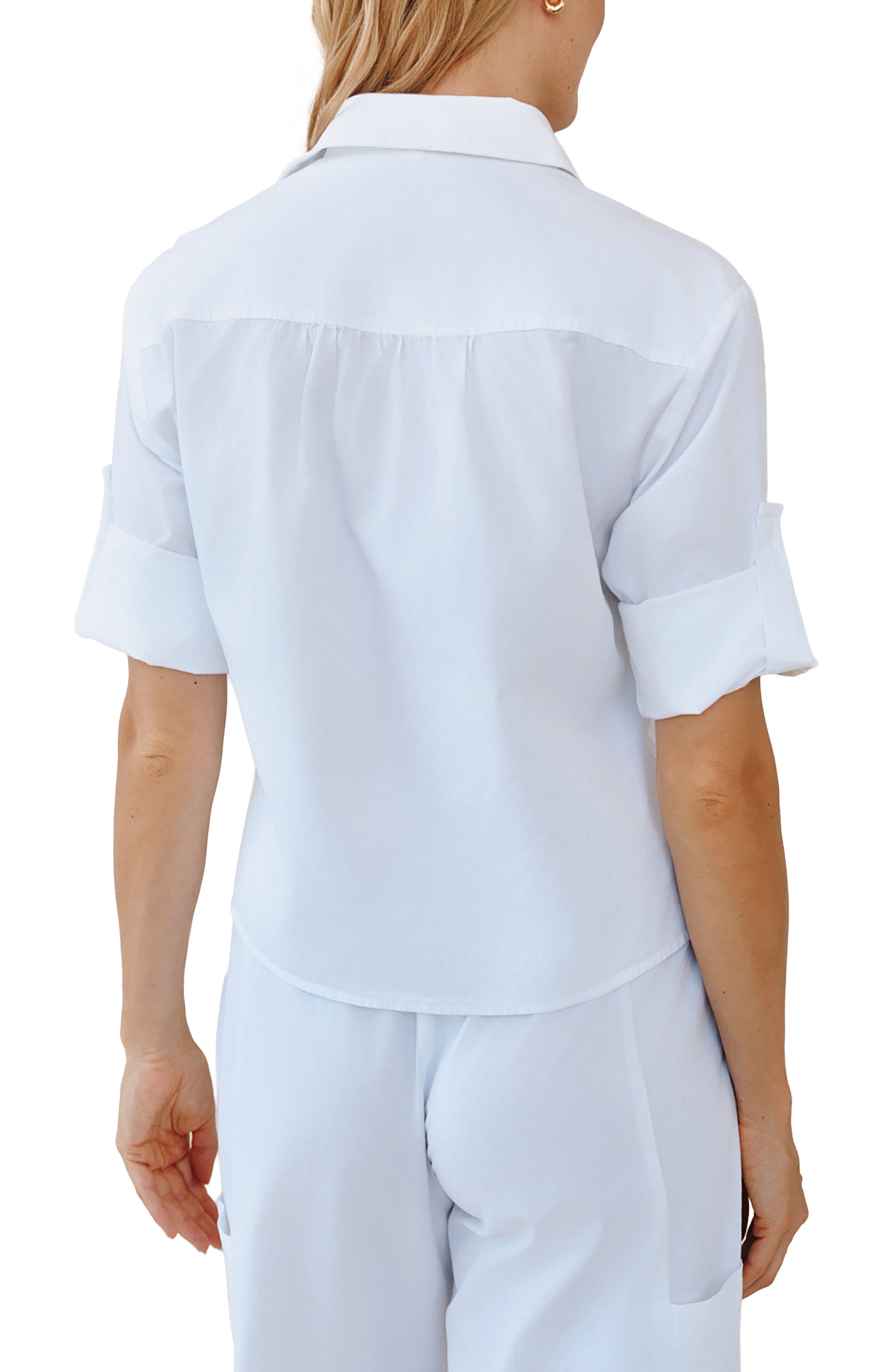 Short Sleeve Crop Utility Button-Up Shirt - image 2