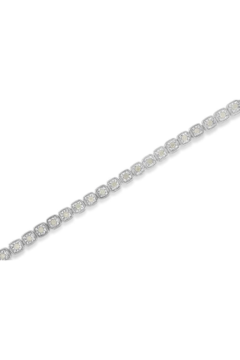 Silver 1.0 Cttw Diamond Miracle-Set Square Milgrain Link Tennis Bracelet, Alternate, color, Silver