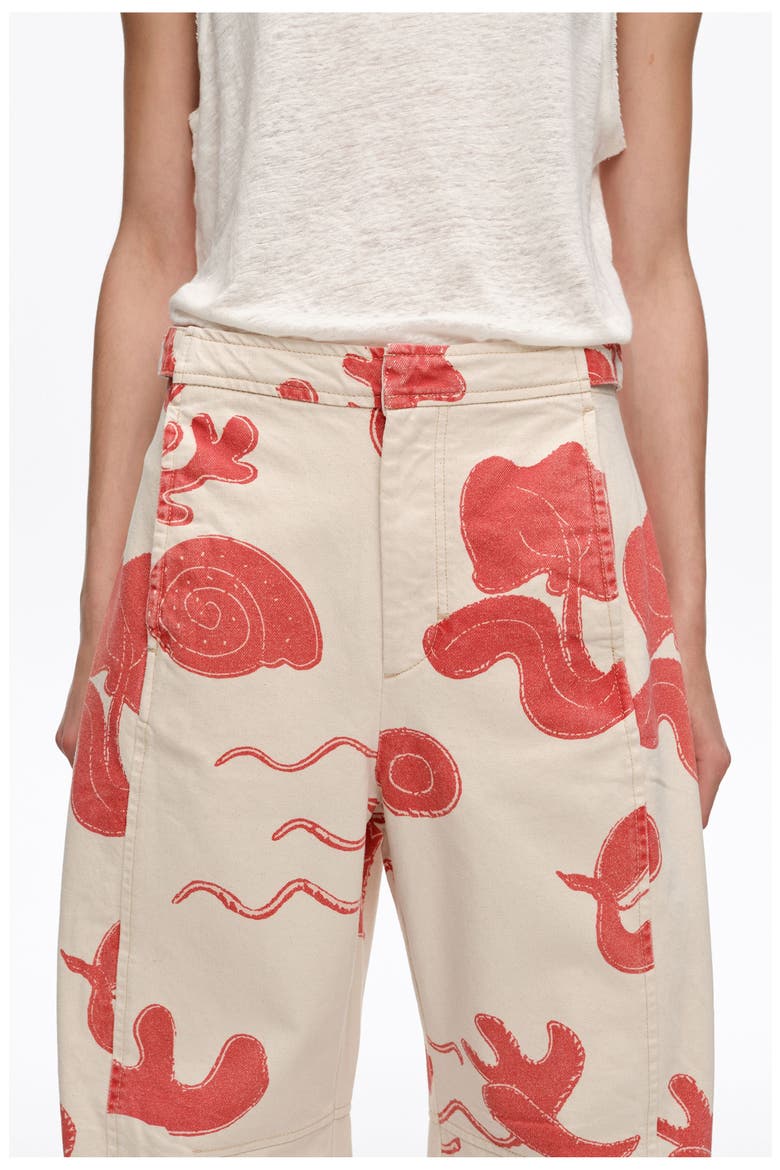 Barrel-Leg Cotton Ankle Trousers, Alternate, color, SAND RED