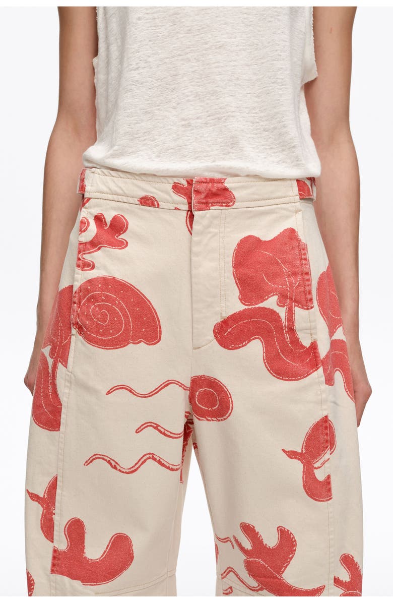 Bimba y Lola Barrel-Leg Cotton Ankle Trousers, Alternate, color, Sand Red