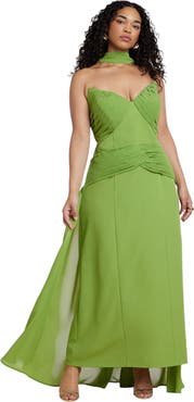 ELOQUII Train Detail Strapless Gown