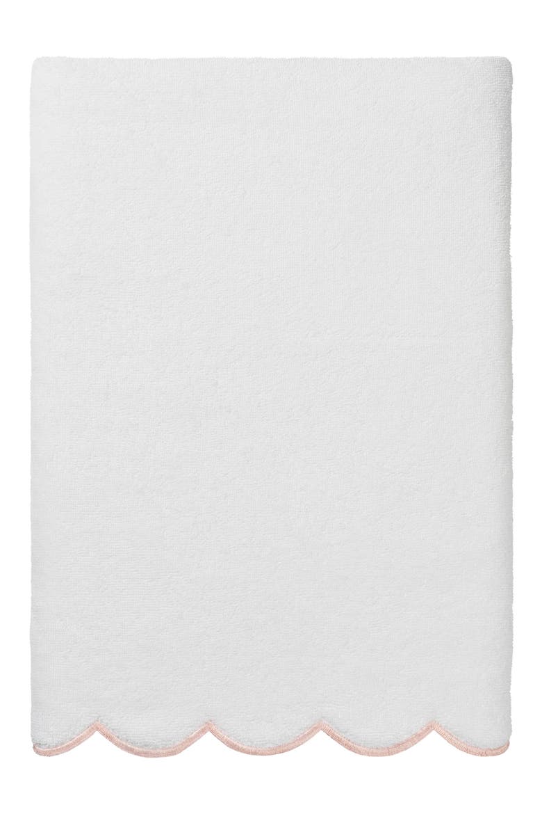 Adornia Scallop 3-Piece Towel Set, Alternate, color, WHITE/ PINK