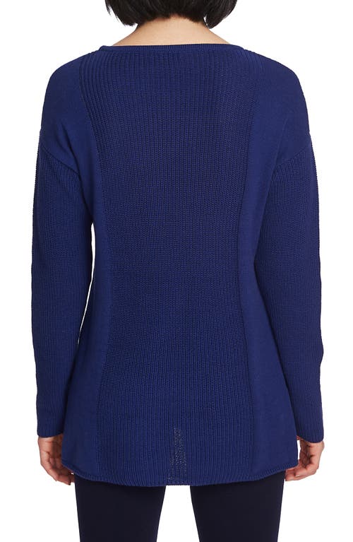 Chaus Mixed Gauge Pullover Sweater In Blue