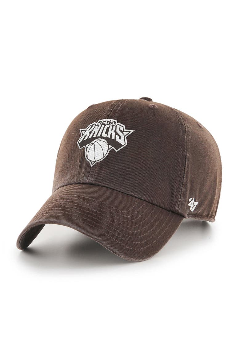 Men's '47  Brown New York Knicks Color Pack Clean Up Adjustable Hat, Main, color, Brown
