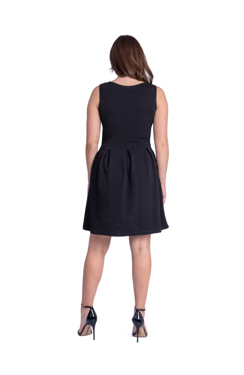 24seven Comfort Apparel Sleeveless Pleated Skater Dress with Pockets, Alternate, color, Black