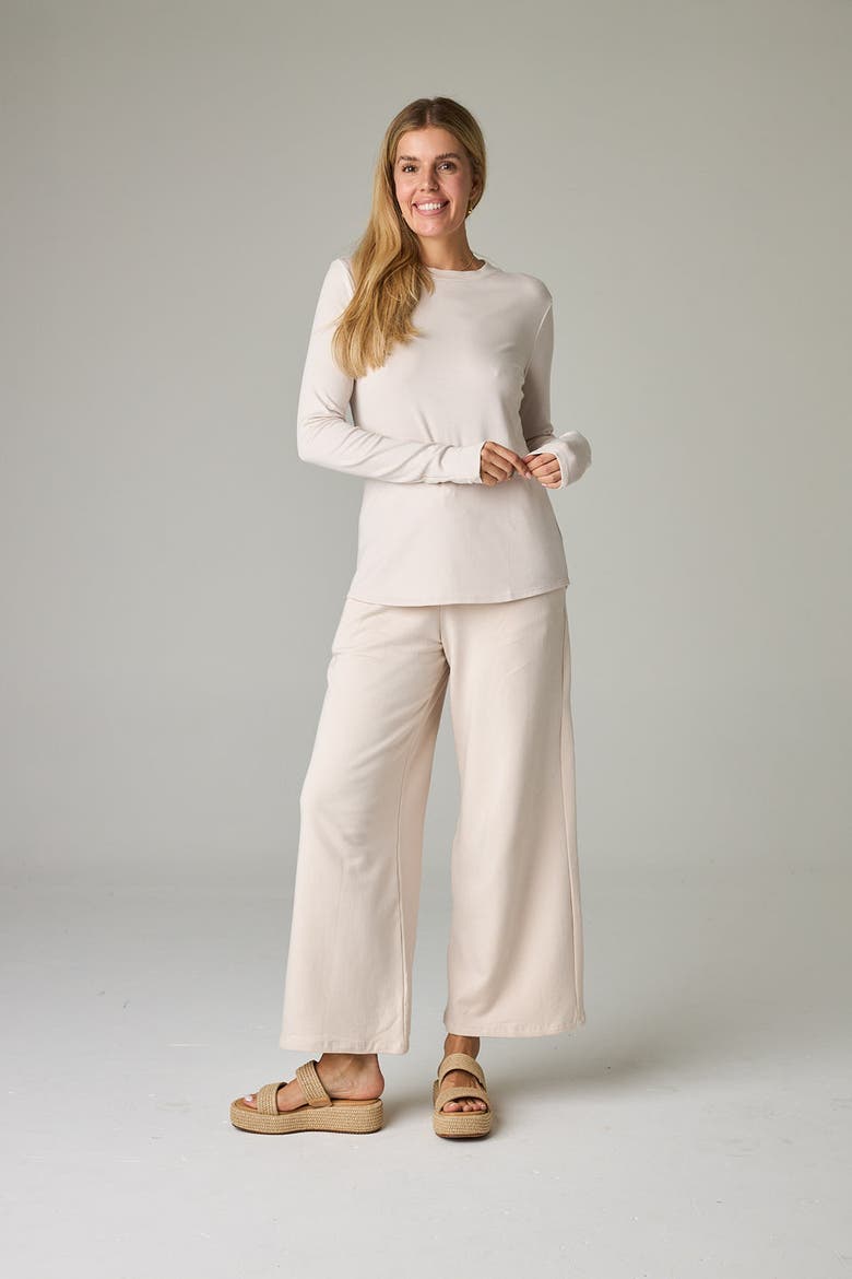 Garda Eco-Luxe Rib Crew-Neck Long Sleeve Top - Ultra Luxe Flow, Alternate, color, Bone