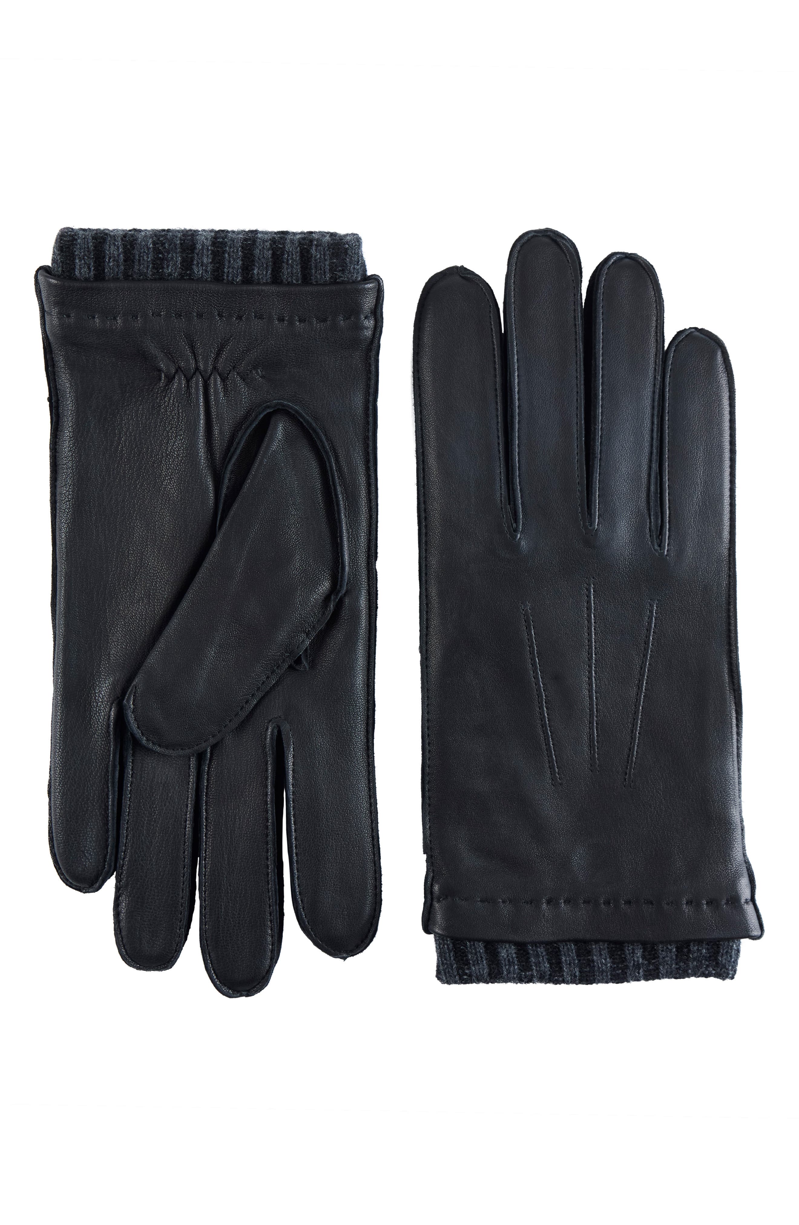 Robert Barakett Leather Knit Cuff Gloves