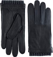 Robert Barakett Leather Knit Cuff Gloves