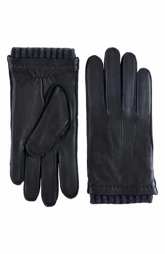 Robert Barakett Leather Knit Cuff Gloves