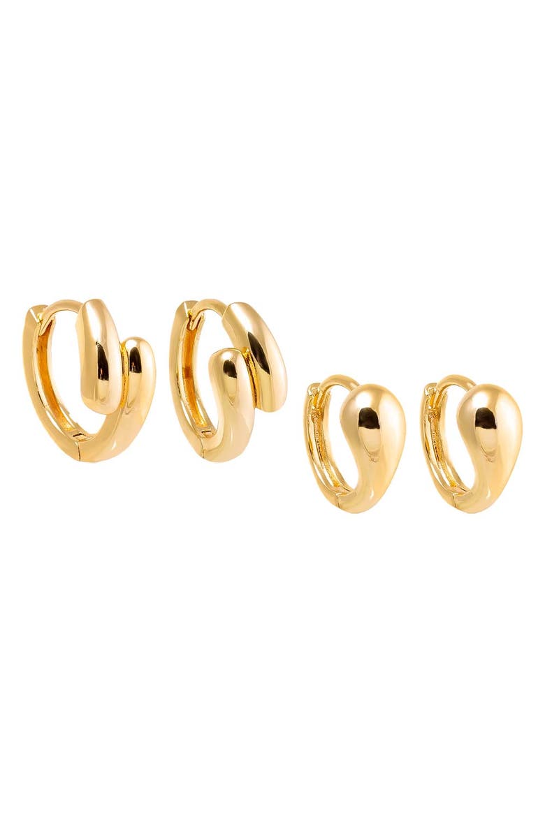 BY ADINA EDEN Solid Snake Huggie Earring Combo Set, Main, color, Gold