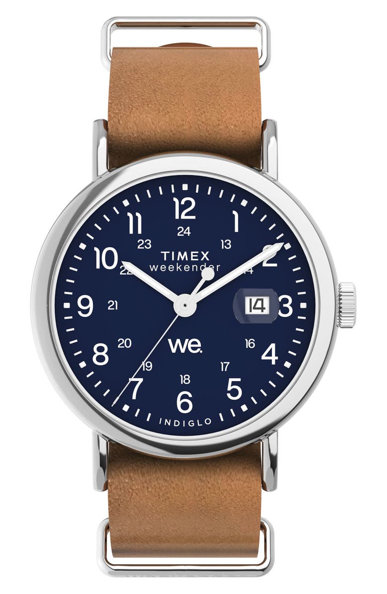 Timex<sup>®</sup> Weekender Leather Strap Watch, 40mm, Main, color,