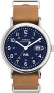 Timex® Weekender Leather Strap Watch, 40mm