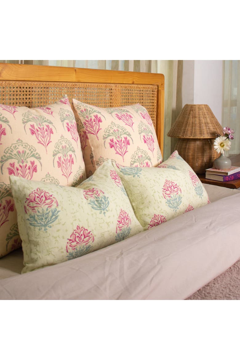 Vana - Lumbar Pure Linen Throw Pillow Cover, Alternate, color, Aloe Green