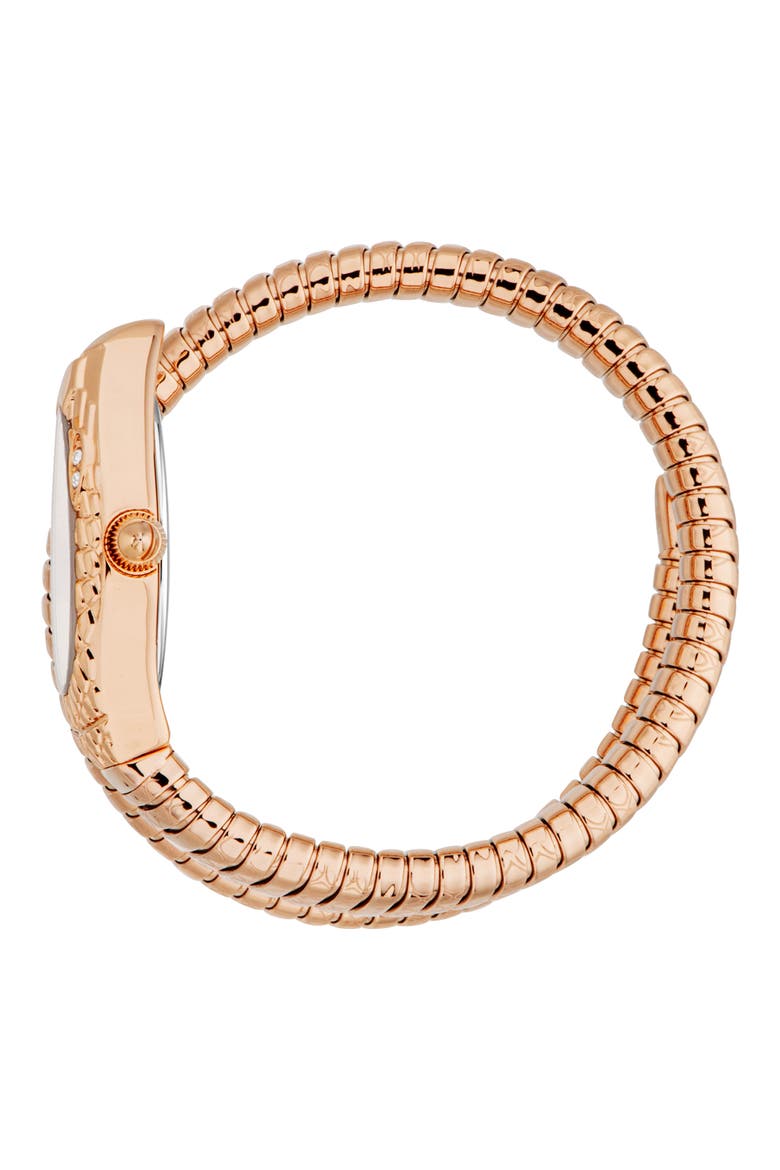 Snake Rose Gold Tone Wraparound Bracelet Watch, 20mm x 34.5mm, Alternate, color, ROSE GOLD