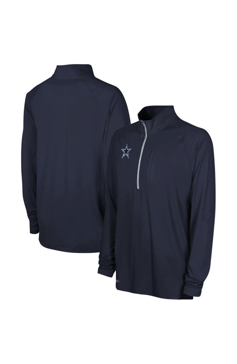Outerstuff Men's Navy Dallas Cowboys Sweat It Out Raglan Quarter-Zip Jacket, Main, color, 