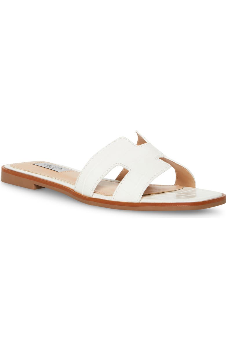 Steven New York Harlien Slide Sandal, Main, color, White Croc
