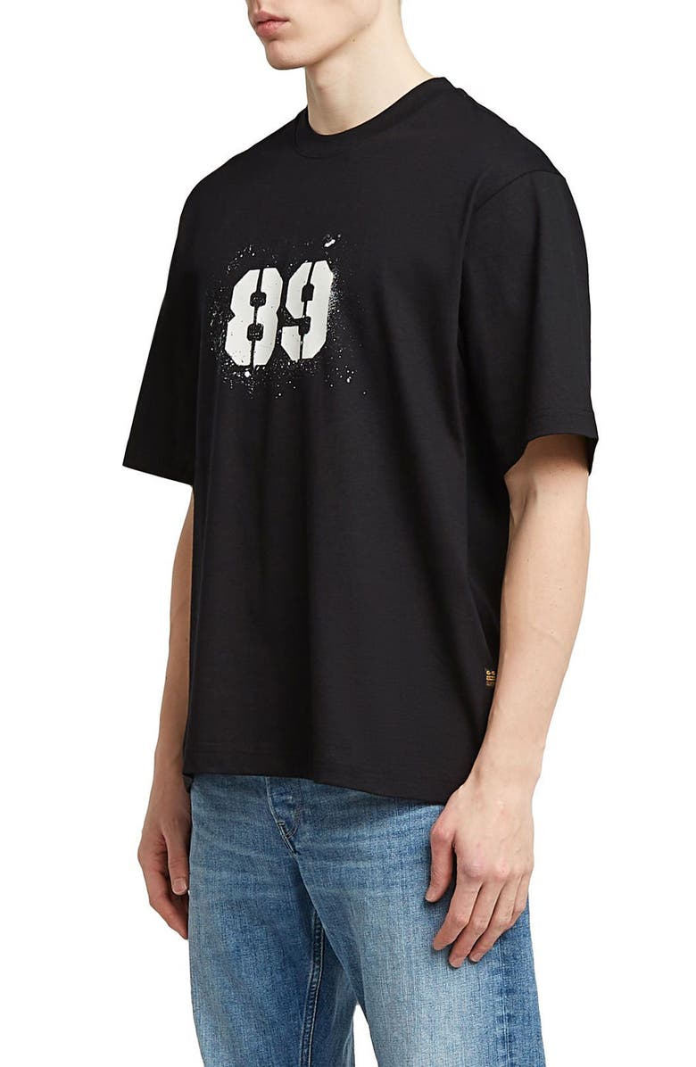 G-STAR Sprayed 89 Boxy Organic Cotton Graphic T-Shirt, Alternate, color, Dark Black
