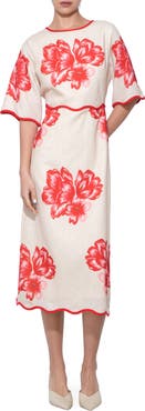 Adelyn Rae Sonia Floral Print Midi Dress