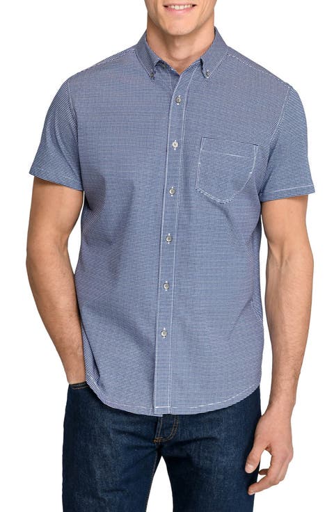 Slim Fit Micro Square Reworked Short Sleeve Button-Down Shirt