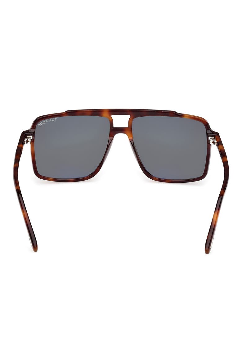 Kemp 59mm Navigator Sunglasses, Alternate, color, HAVANA / T LOGO / GREEN LENSES