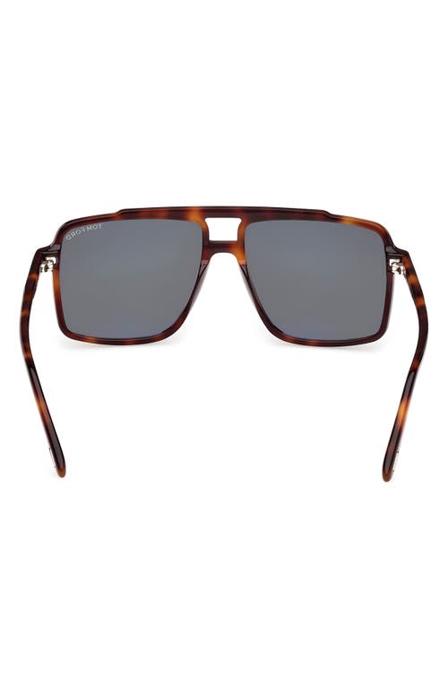 Tom Ford Kemp 59mm Navigator Sunglasses In Havana/t Logo/green Lenses