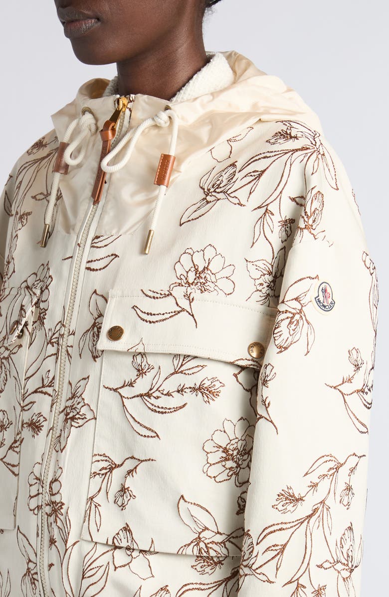Moncler Nepeta Hooded Floral Brocade Jacket, Alternate, color, Print