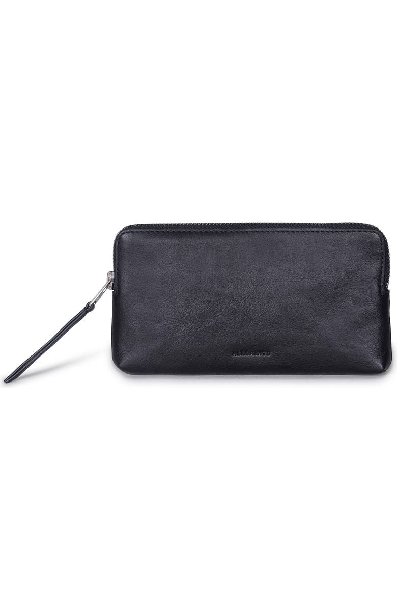 AllSaints Leather Belt Bag, Main, color, Black / Antique Nickel