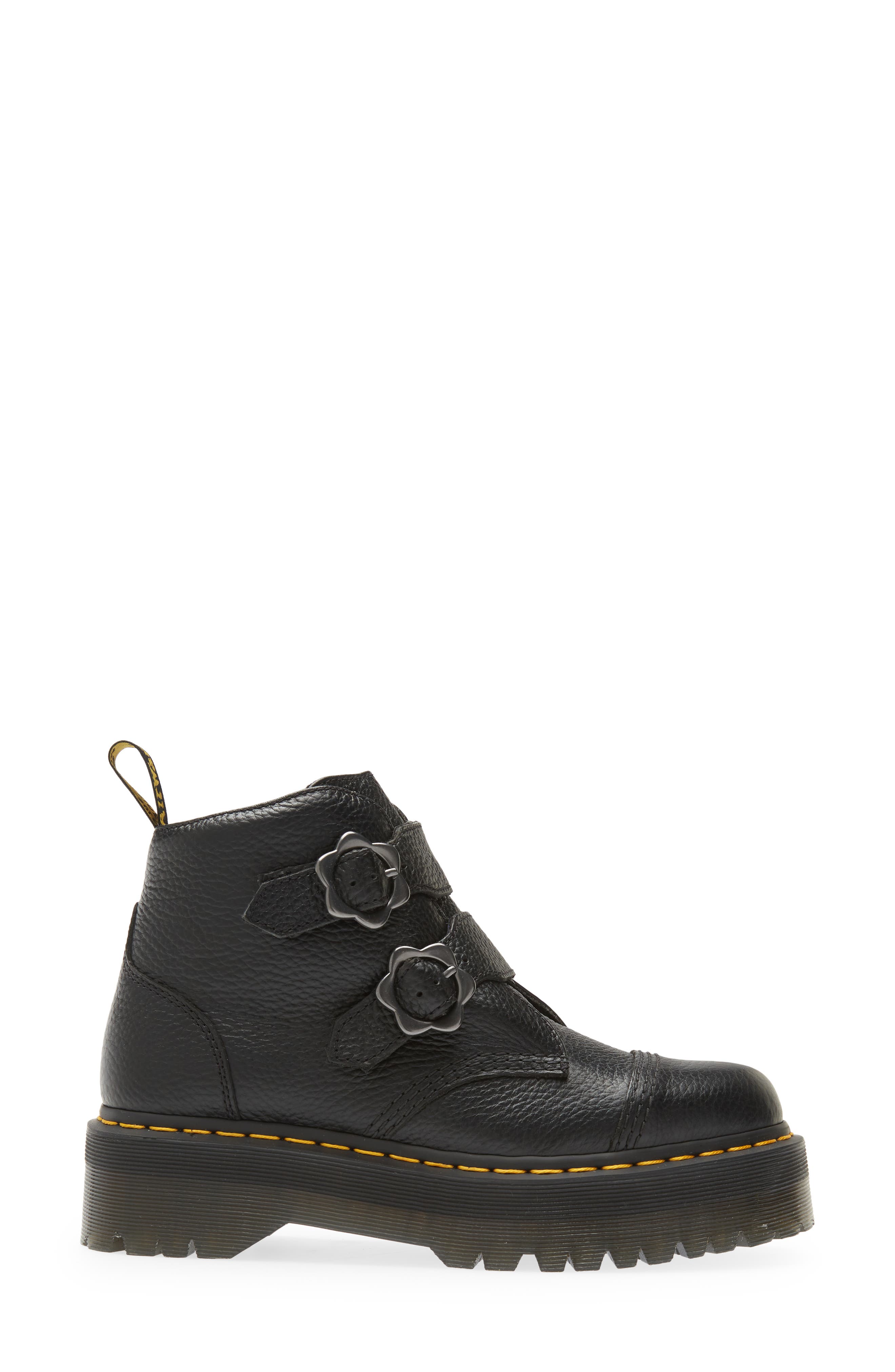 Dr. Martens Devon Flower Platform Bootie, Alternate, color, Black