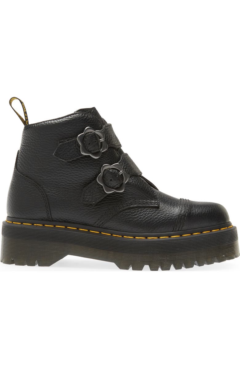 Dr. Martens Devon Flower Platform Bootie, Alternate, color, Black