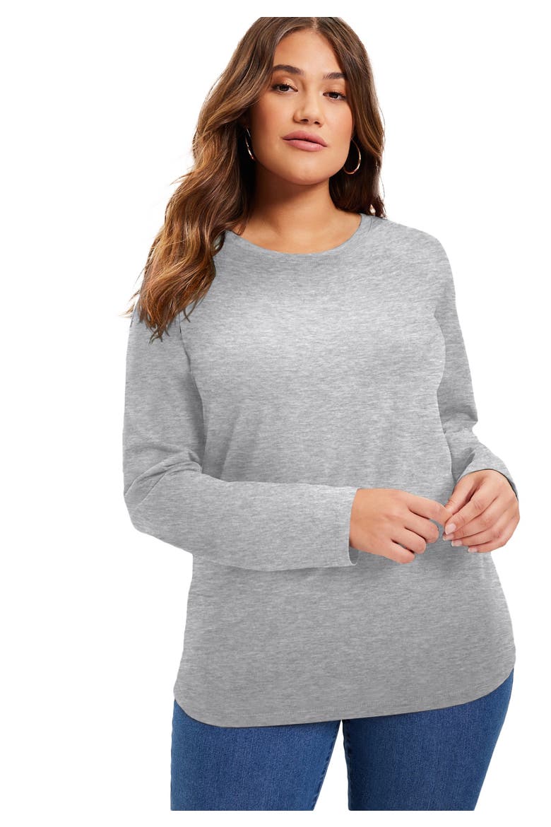 Long Sleeve Crewneck One + Only Tee, Main, color, HEATHER GREY