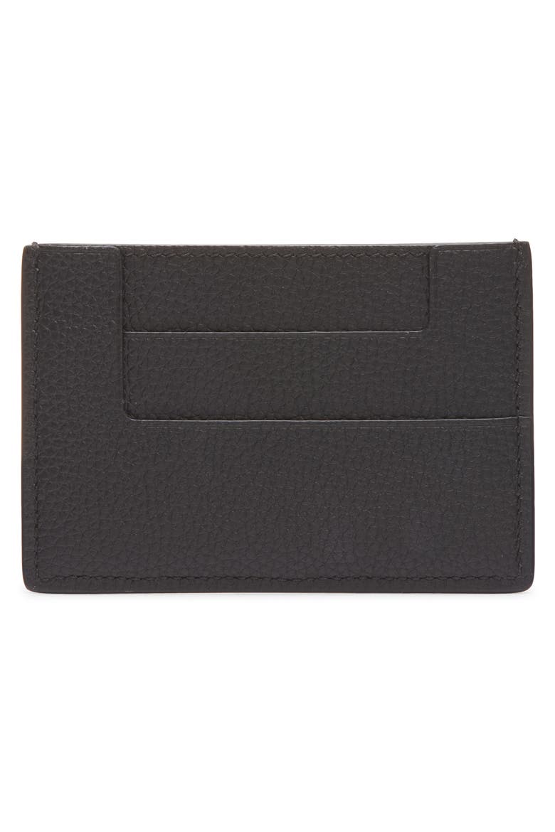 Grained Leather Card Holder, Alternate, color, 1N001 BLACK