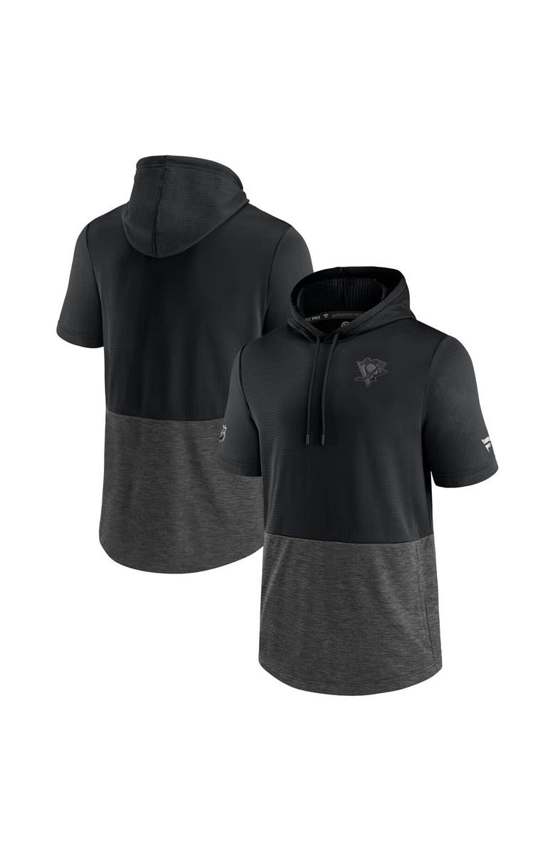 FANATICS Men's Fanatics Branded Black Pittsburgh Penguins Authentic Pro Travel and Training Short Sleeve Pullover Hoodie, Main, color, 