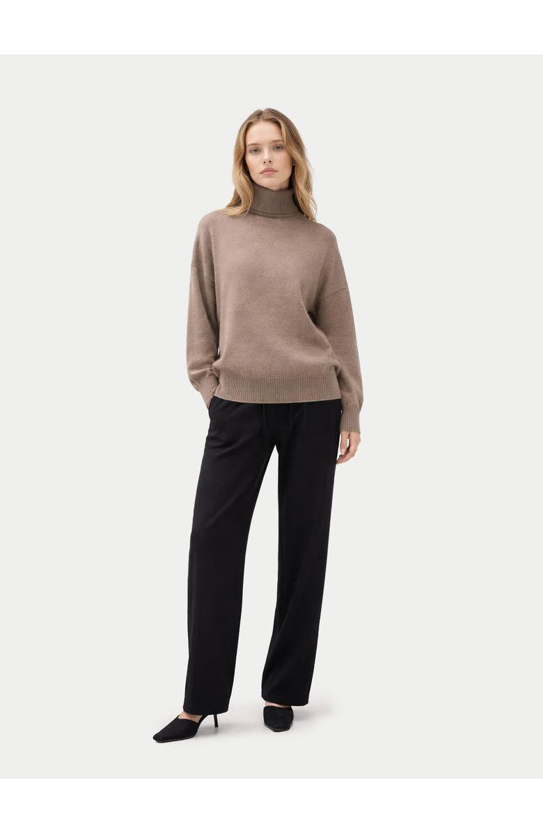 Gobi Cashmere Women T-Neck Cashmere Sweater, Alternate, color, Taupe