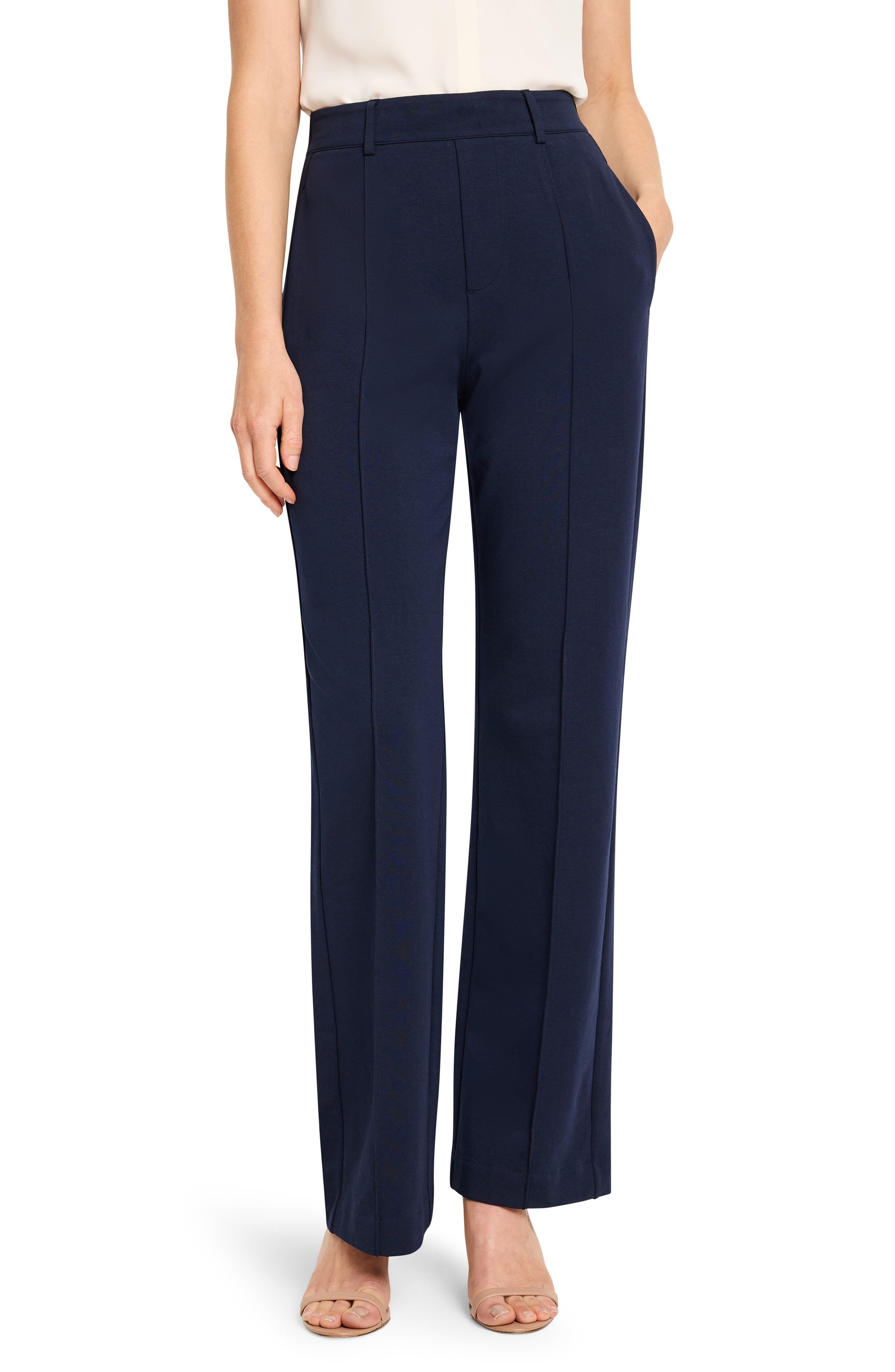 NIC+ZOE Pintuck Pleated Wide Leg Knit Pants