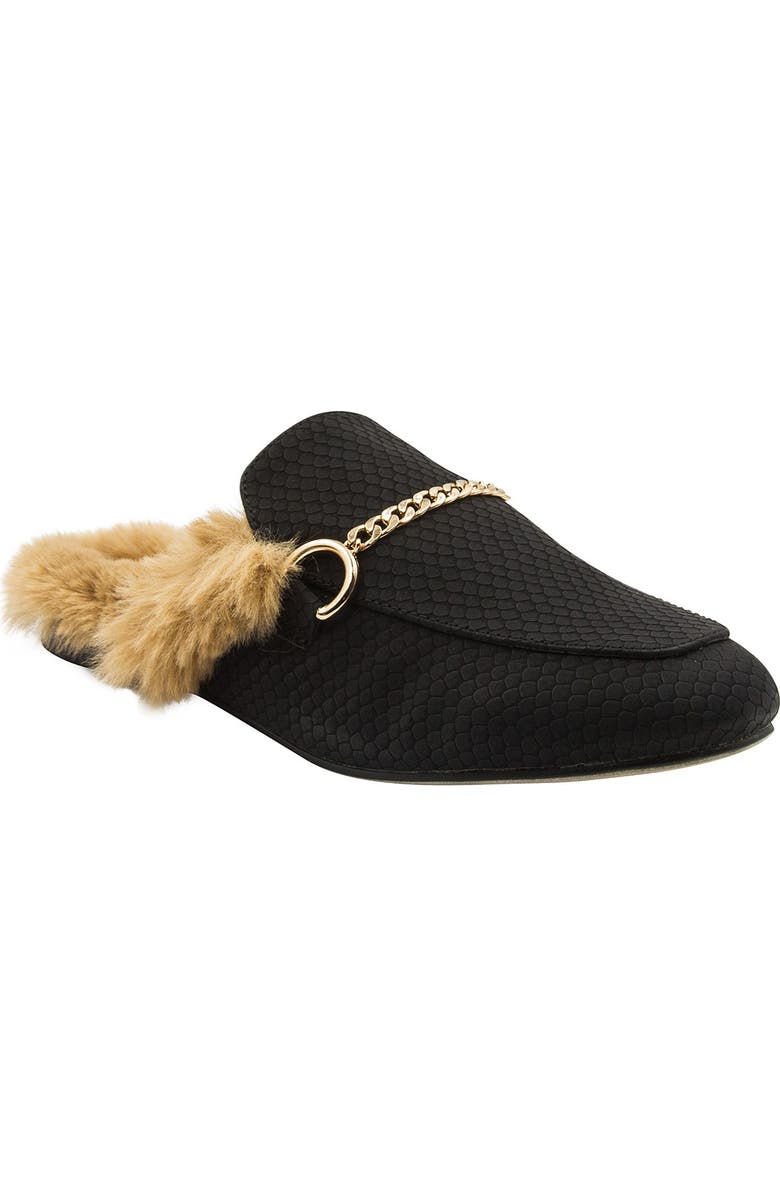 Vintage Havana Luna Suede Faux Fur Lined Mule, Main, color,