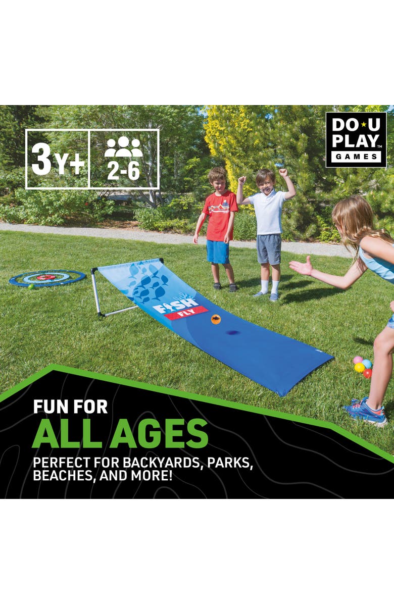 Do-U-Play Fish Fly Yard Game, Launch The Ball Off The Ramp, Family Game, Alternate, color, Multicolored